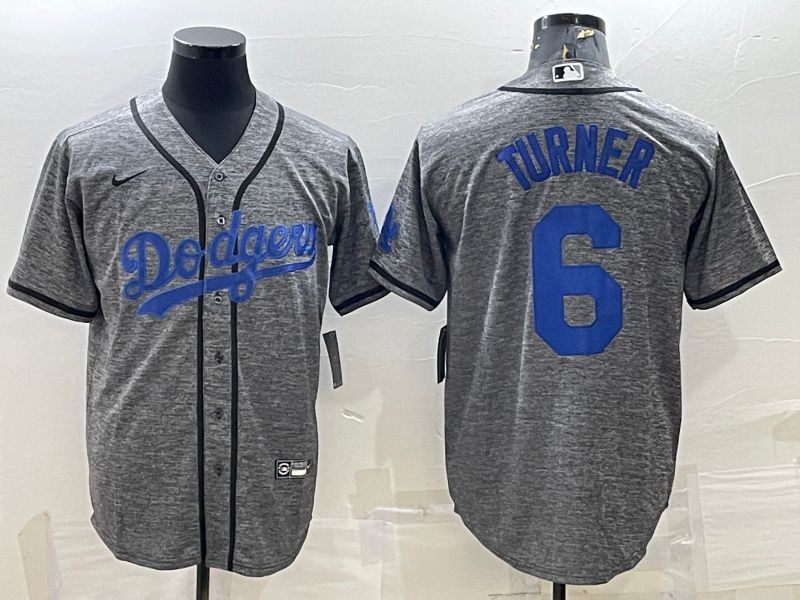 Men Los Angeles Dodgers 6 Turner Grey hemp ash 2022 Nike MLB Jerseys